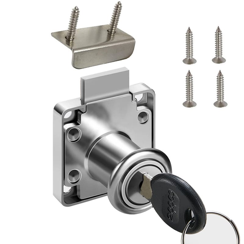 Junrbx Cabinet Drawer Lock,Mailbox Lock, Model CT-138-22,for Fixing Important Documents and Drawers ((Hole Diameter 0.75inch/19MM), Suitable for Door Panels with A Thickness of 17 mm-22 mm. ã€Silverã€‘ - Image 1